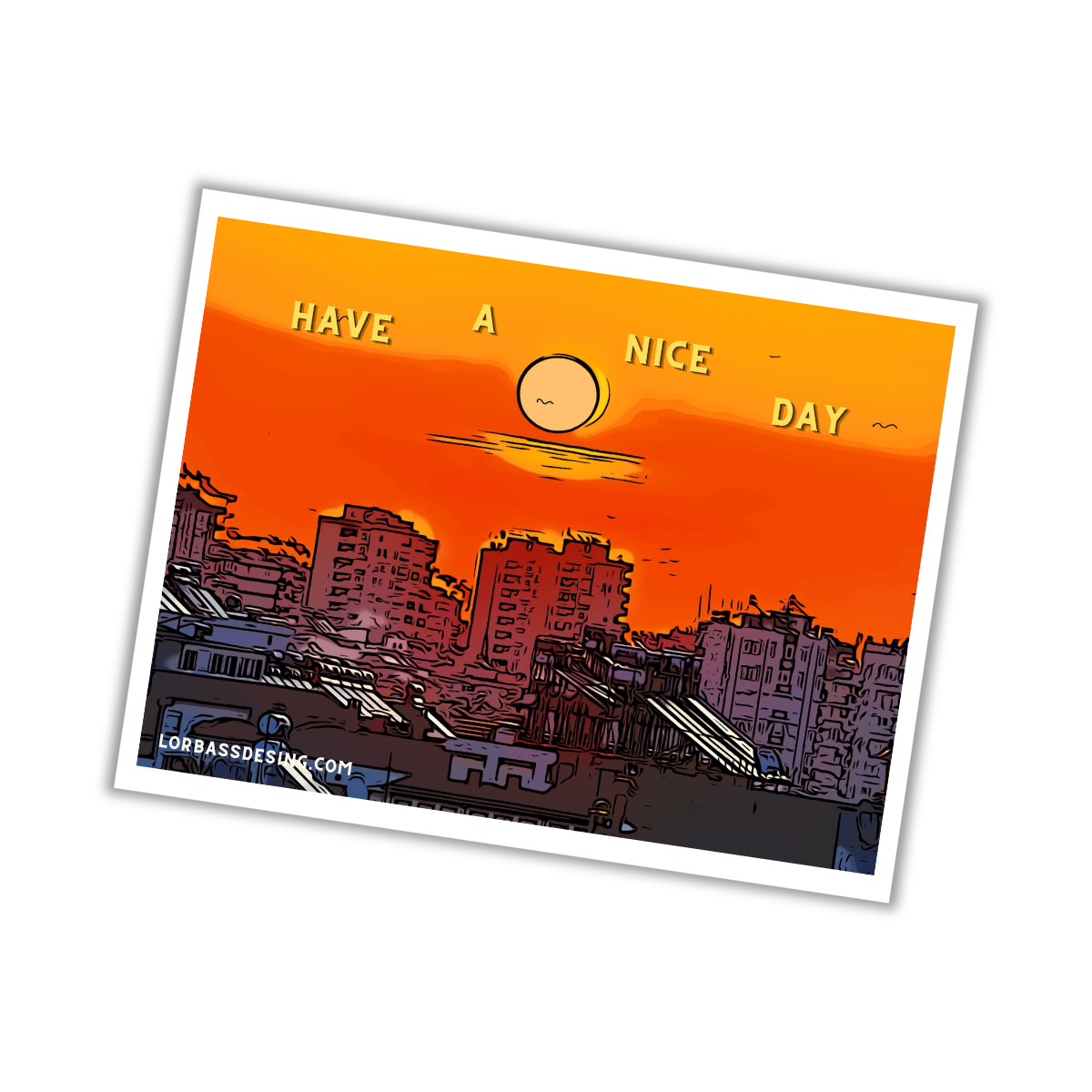 Komik kartpostal: şehirde akşam havası