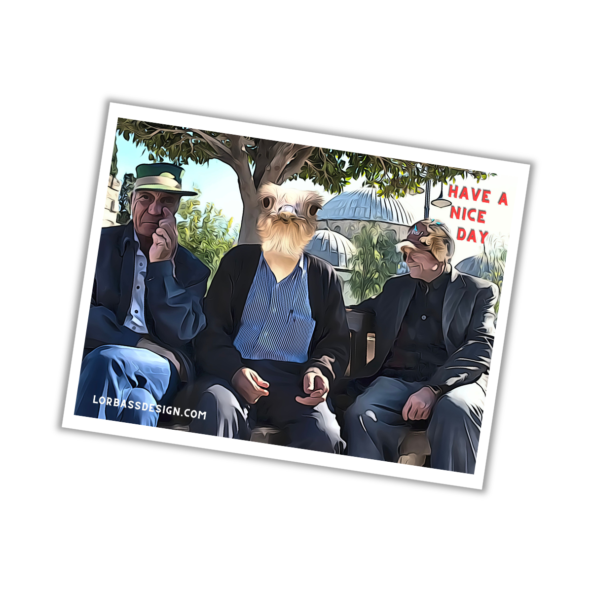 Comic postcard: 3 weird men